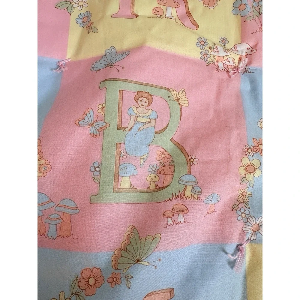 Baby Coverlet Alphabet Butterflies Flowers Victorian Blanket Lightweight 31